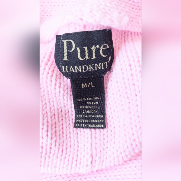 Pure Women's Size M/L High Low Style 3/4 Sleeve Handknit Sweater Pink - Picture 7 of 8